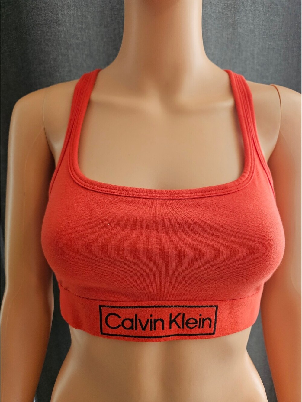 Calvin Klein Coral Red Racerback Sports Bra Medium